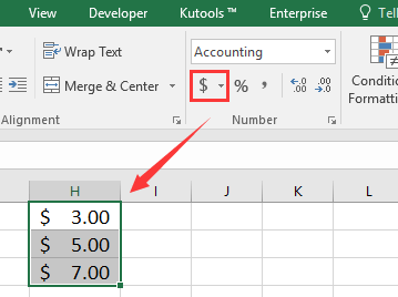 dollar signs in excel for mac